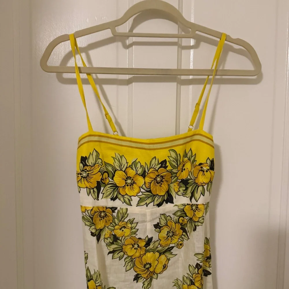 ALEMAIS Gisela Floral Linen Sleeveless Midi Dress Size US 4 - Picture 3 of 4